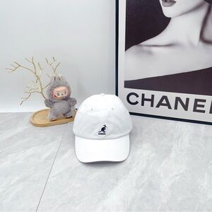 Kangol White Cotton Baseball Cap with Embroidered Logo, Adjustable Strap